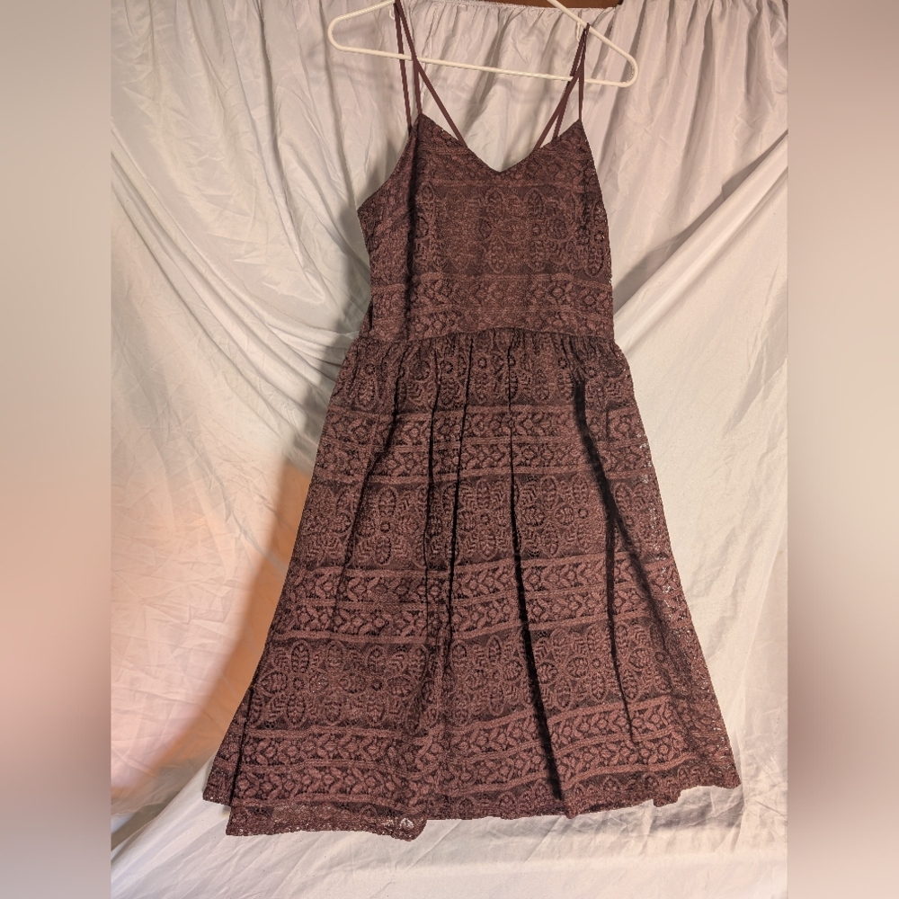 Xhilaration Maroon Patterned Midi Dress